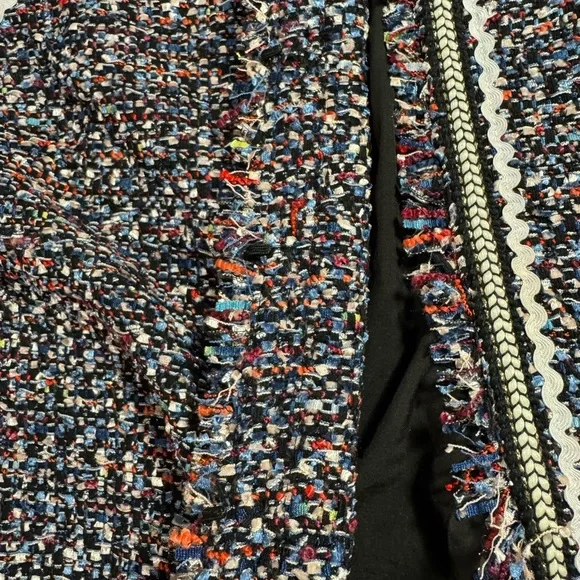 Lea & Viola Women’s Black, Multi-Colored Chunky Woven Tweed Jacket w/ Tassels L - Picture 13 of 16